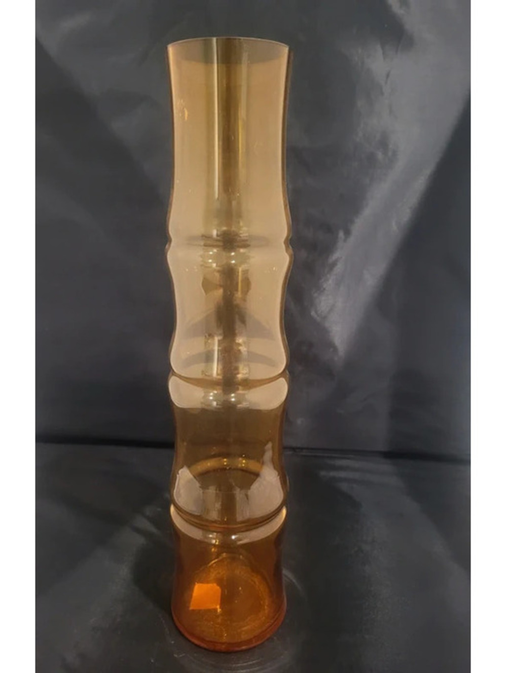 1960 Amber Bamboo Style Vase 16.5"